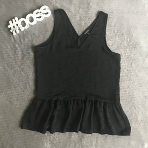 Who What Wear Black Silk-Like Peplum Top